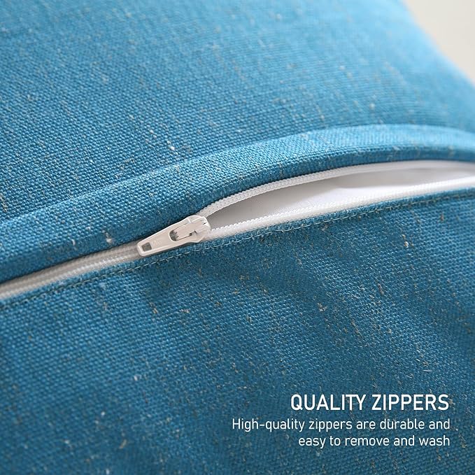 Design Lumbar Linen Throw Pillow Covers 12"x20" Pack of 2, Blue Country Cushion Covers with Colorful Wildflower Pattern Decor Rectangle Pillowcases for Bed,Living Room,Outdoor,Car