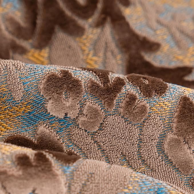 Alerfa Boho Brown Floral Throw Pillow Cover 20x20 Inch Cut Velvet Sqaure Luxury Embroidered Decorative Pillow Cover for Couch Living Room Bedroom