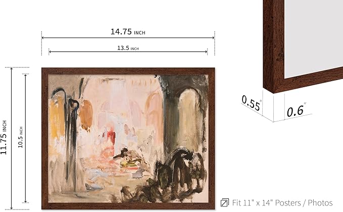 Poster Master Vintage Abstract Poster - Retro City Landscape Painting Print - City Art - Moody Art - Modern Farmhouse Art - Aesthetic Art - Great Living Room or Office Decor, 11x14 Brown Framed