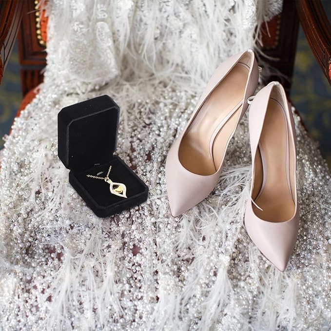 Sureio 24 Pcs Velvet Necklace Ring Boxes Bulk Earring Pendant Jewelry Gift Display Case for Proposal Anniversary Wedding Engagement Birthday Gift(Black)