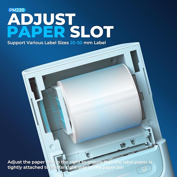 Nelko PM220 Bluetooth Label Maker Machine with Tape, 2 Inch Portable Thermal Printer for Small Business, Address, Logo, Clothing, Sticker Printer for Phones & PC, Cyan