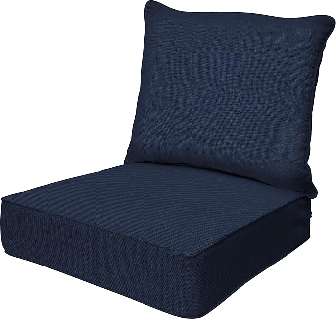 Honeycomb Outdoor Deep Seat, 24 x 23, Textured Solid Indigo Blue Chair Cushion for Patio Furniture