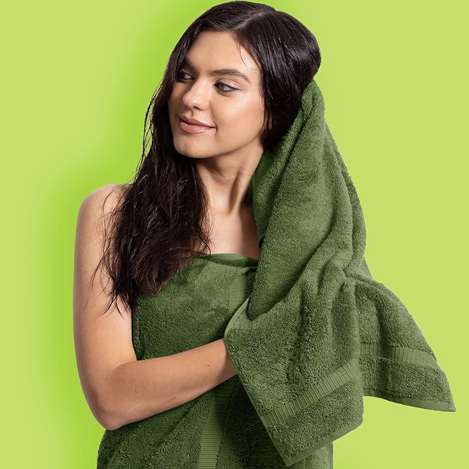 Chakir Turkish Linens Premium Cotton Absorbent Turkish Towels (Hand Towel - 4 Piece Moss)