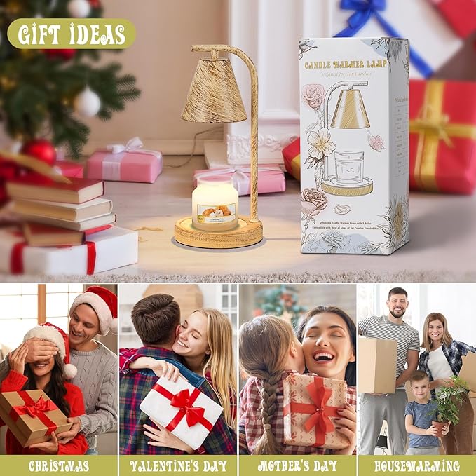 Candle Warmer Lamp with Timer - Electric Dimmer Wax Lamp for Small Jar Scented Wax Melts - Includes 2 Bulbs for Home Decor