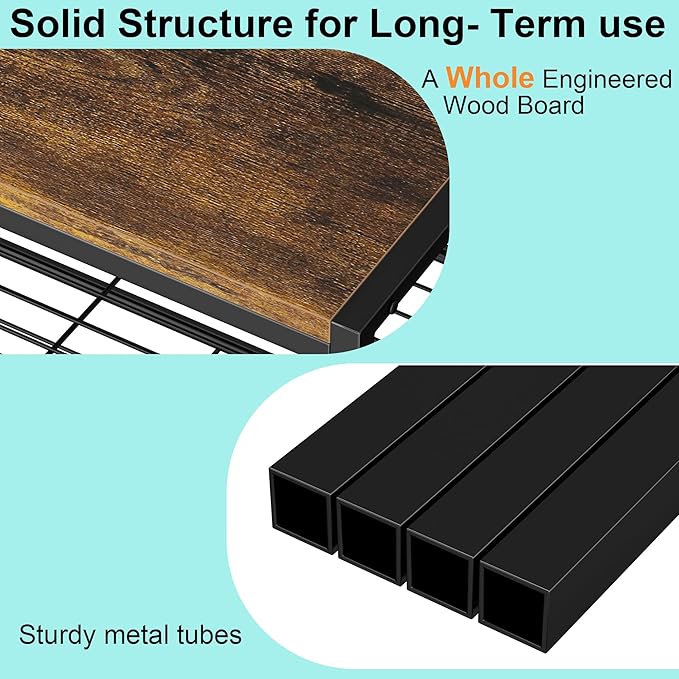 HOMEFORT 10 Tiers Shoe Rack Organizer,30" Shoe Storage Shelf for Closet, Shoe Rack for Entryway,Holds 36-40 Pairs of Shoe, Tall Shoe Stand with Metal Shelves and MDF Top Board,Rustic Brown