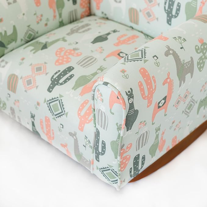 Toddler Personalized Armchair, Kids Upholstered Rocking Chair with Personalization, Toddler Chair with Personalized Name, Comfy Child Armchair, (Llama Print, Rockers)