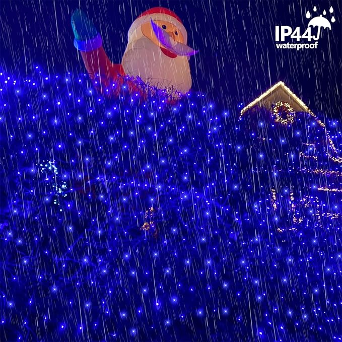 QITONG 165ft 500LED Blue Christmas Lights, String Lights Outdoor Waterproof Plug in, Green Wire Twinkle Tree Lights with 8 Modes