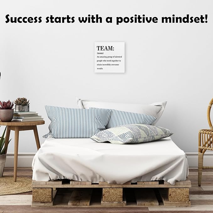 Team Noun Framed Canvas Print Poster - 11.8’’ Inspirational Quote Canvas Artwork Prints - Wall Painting Favors For Employees Coworkers - Wall Art Decor For Home Bedroom Office - A08