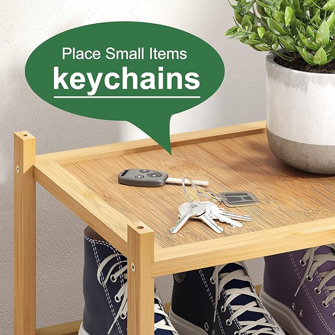 Small Shoe Rack, Bamboo Wood Shoe Rack for Entryway, Stackable | Foldable | Natural, 3-Tier Shoe Organizer for Hallway Closet, Free Standing Shoe Racks for Indoor & Outdoor