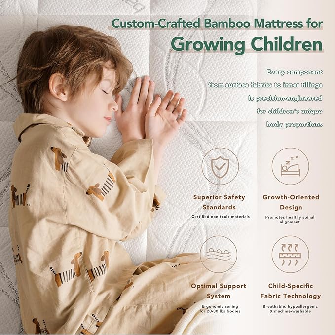 8 Inch Queen Memory Foam Mattress- CertiPUR-US Certified Foam Mattress in a Box -Medium Firm Support for Pressure Relief with Washable Bamboo Fiber Cover for Kid Single Bunk Trundle Bed