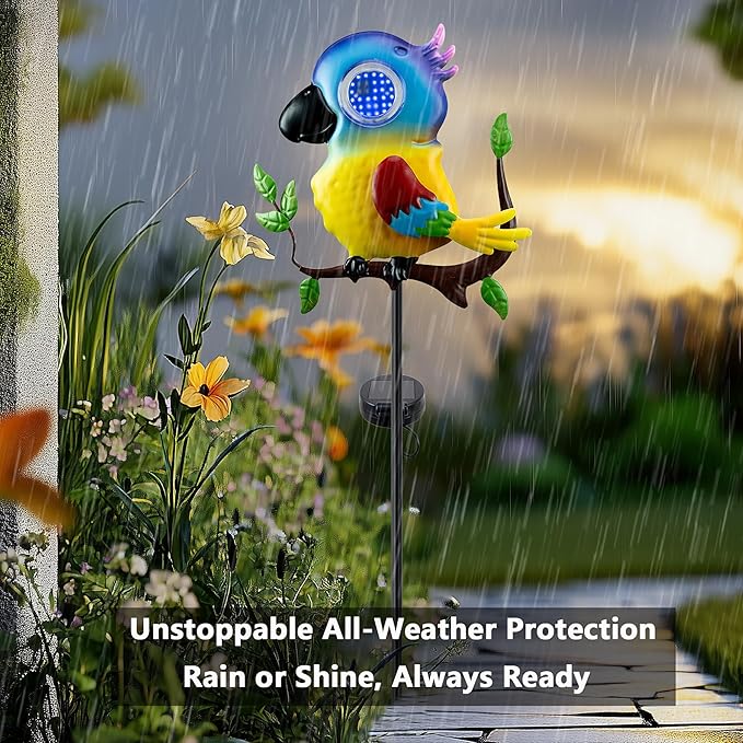 Parrot Solar Garden Lights Outdoor Waterproof, Christmas Metal Yard Decor Outdoor Solar Lights Decorative Stake for Pathway, Garden, Lawn, Patio, Driveway