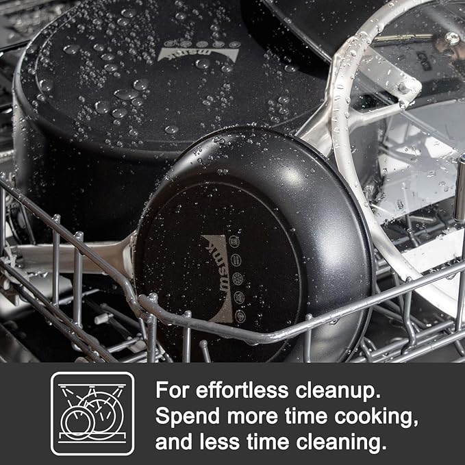 MsMk 12 Inch Nonstick Frying Pan with Lid, Titanium and Ceramic Nonstick skillet with lid, PFAS & PFOA Free, Non-Toxic, Stay-Cool Handle, Scratch-resistant, Dishwasher Safe, Oven Safe