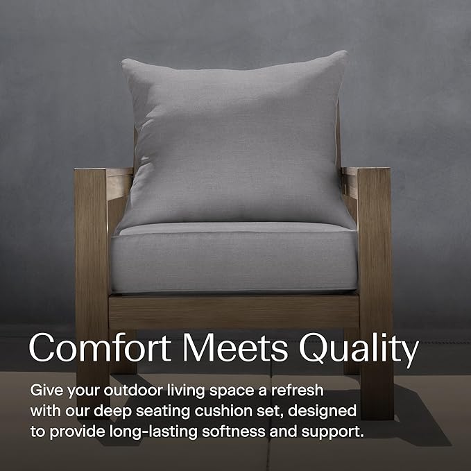 Honeycomb Outdoor Deep Seat, 24 x 23, Solarvie Grey Chair Cushion for Patio Furniture