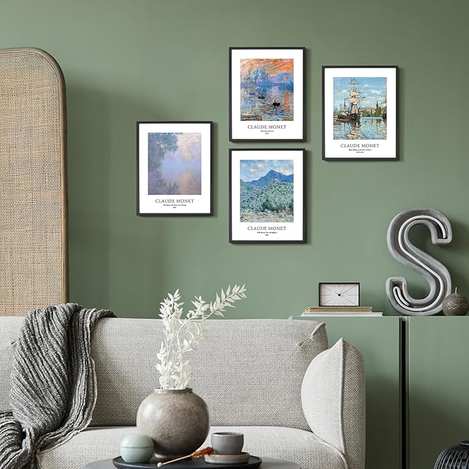 EVOLE HOME Claude Monet Art Prints, Set of 4 Wall Art, Unframed 8x10 Art Prints, Giclée Prints, Impressionism Art Poster for Home Decor, Office Wall Decor, Gift for Men, Women