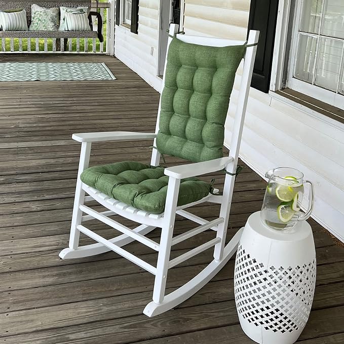 Barnett Home Decor Rave Porch Rocker Cushions - Indoor-Outdoor, Fade Resistant, Weather Resistant - Latex Foam Fill Seat Cushion & Back Rest Pad - (Extra-Large, Sage Green)