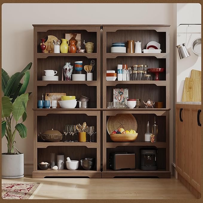 Tall Bookcase, 70 inch Height, 5-Tier Open Storage Shelf, 31.5 in Wide Standing Bookshelves for Home, Office, Bedroom, School, Library, 31.5W * 11.81D *70H (Walnut, Open Storage)