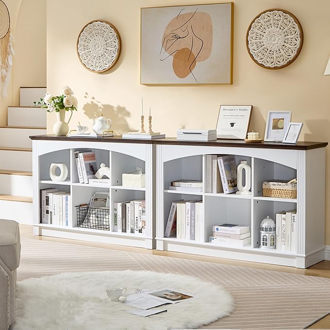 White Bookshelf, 6-Cube Bookcase and Kids Bookshelf, Wooden Storage Cabinet with Cube Organizer, Modern Book Shelf for Bedroom Furniture, Living Room, Office Storage, Toy Organizer, Display Cabinet