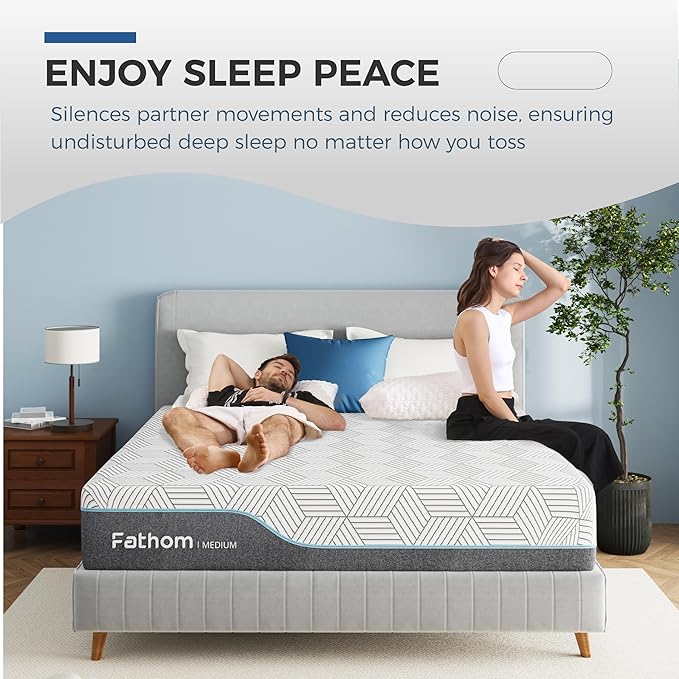 FATHOM Medium California King Mattress 12 Inch Memory Foam Mattress Cal King Bed in a Box for Back Pain Relief and Cool Sleep with Gel Foam and Removeable Fiberglass Free Cover, CertiPUR-US Certified