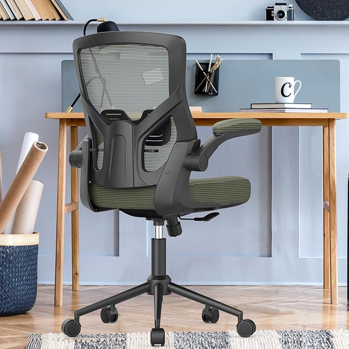 Office Chair, High Back Desk Chair Adjustable Height and Ergonomic Design Home Office Computer Chair Executive Lumbar Support Padded Flip-up Armrest Swivel Task Chair