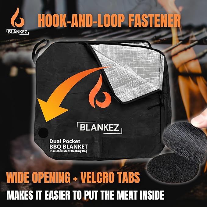 BBQ Blanket for Resting Meat Extra Large, Insulated Meat Resting Bag | Reusable Brisket Blanket for Grilling & Smoking, Smoker Resting Bag for Smoked Meat, Ribs | Gift for Men, Dual-Pocket XL 23in.