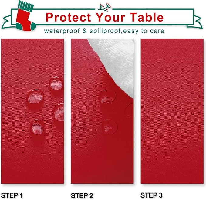 Hiasan Red Rectangle Tablecloth - Waterproof Spillproof and Wrinkle Resistant Washable Polyester Christmas Table Cloth for Dining Party, 52 x 70 inch