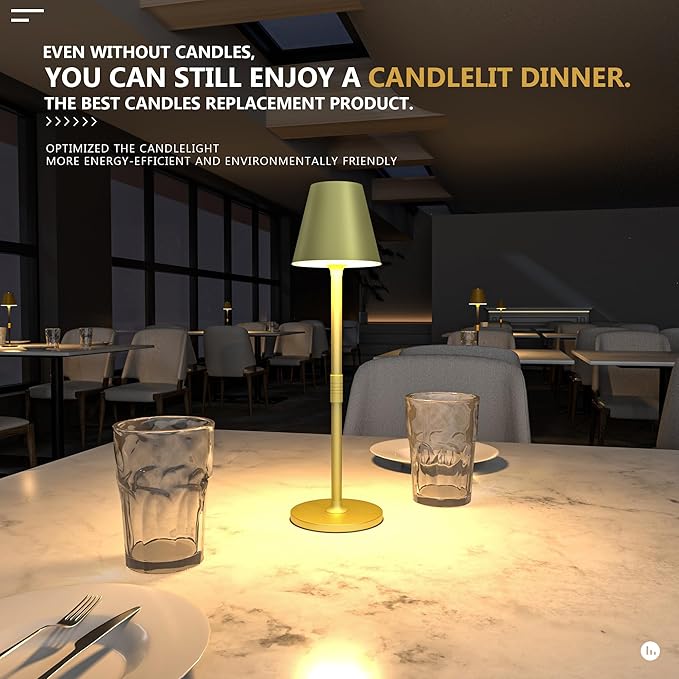 LED CordlessTable Lamp,4000mAh Rechargeable Battery Desk lamp,3 Level Brightness Night Light, Simple Design, for Couple Dinner/Coffee Table/Restaurant/Bedroom(Champagne Gold 4Pack)