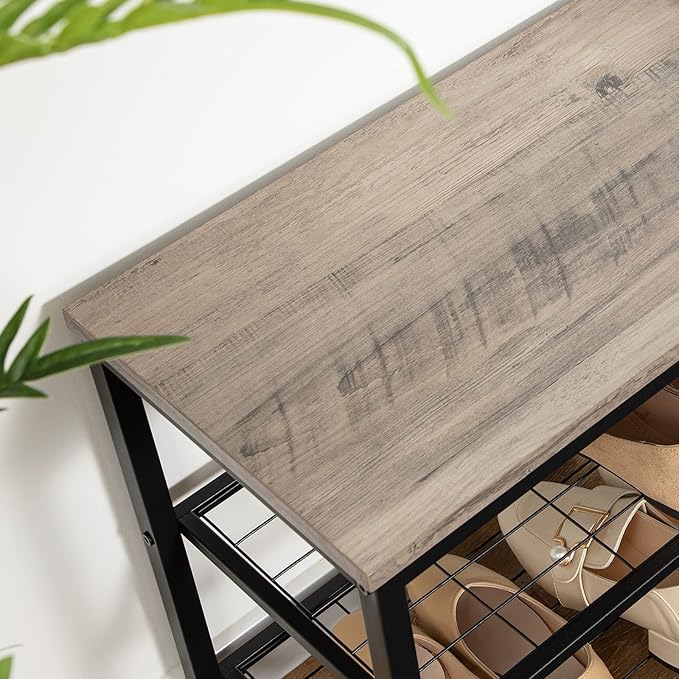 HOOBRO Hall Tree with Bench, Coat Rack Shoe Bench Set, Entryway Shoe Rack with Coat Hooks, Hall Tree Coat Rack, 27.6" L x 11.8" W x 18.1" H, Mud Room, for Foyer, Front Door, Greige BG07MT01