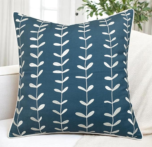 VAGMINE Embroidered Lollipop Pillow Cover - 20x20 Inches Square - 100% Cotton Teal Decorative Cushion Cover - Subtle Modern Pattern - Vibrant Accent for Sofa, Bed, Chair, Living Room