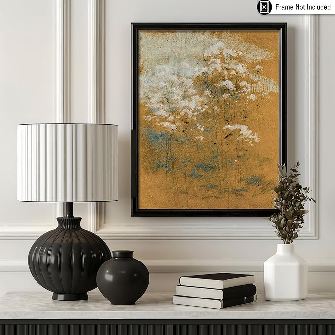 Poster Master Vintage Wild Flowers Poster - Retro Tonal Botanical Painting Print - Abstract Art - Floral Art - Farmhouse Art - Aesthetic Flower Shop or Living Room Wall Decor - 11x14 UNFRAMED Wall Art