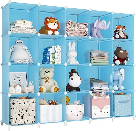 HOMIDEC 20-Cube Storage Organizer, Closet Organizer Storage Shelf Bookcase Bookshelf with Metal Hammer, Storage Cubes Organizer Cabinet for Kids, Closet, Bedroom, Bathroom
