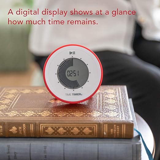 Time Timer Twist - Updated - 90-Minute Digital Visual Countdown Clock — Magnetic with Kickstand for Kids Classroom Learning, Study Tool, Teachers Desk, Exercise and Kitchen Timer (Red)