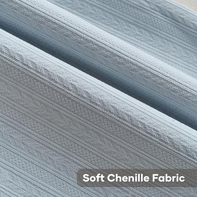 FUTEI Light Blue Decorative Throw Pillow Covers 24x24 Inch Set of 2,Soft Cozy Wheat Ear Striped Patterns European Cushion Cases,Modern Home Decor for Couch Bed Living Room