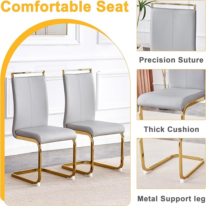 Round Dining Table Set for 4,36" Glass Dining Table Set for 4 with Stainless Steel Leg,Small Kitchen Table Set for 4 with Cushion Chairs,5 Piece Dining Table Set Space Saving