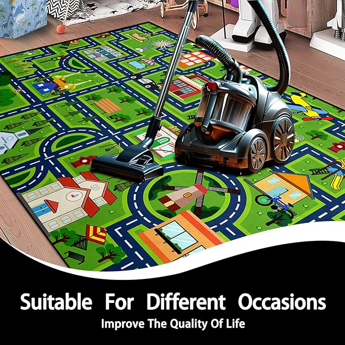 Car Rugs for Kids - Car Track Carpet for Boys Road Rug for Bedroom Road Map Carpet for Kids Toy Play Mat Farm, 4. 5x6 Feet