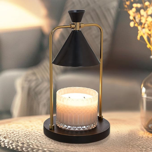 Sheffield Home Glass Candle Warmer Lamp – Elegant Candle Warmer for Long-Lasting Fragrance, Sleek Design, 12x7, Black Iron Candle
