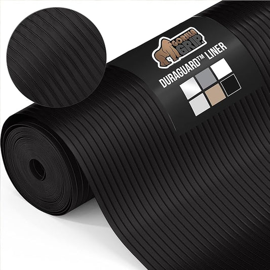 GORILLA GRIP DuraGuard Shelf Liner, 17.5x20 Non-Adhesive Cabinet Liners for Kitchen Drawers, Shelves, Refrigerator, Pantry Storage, Bathroom Closet, Durable Waterproof BPA Free Ribbed Plastic, Black