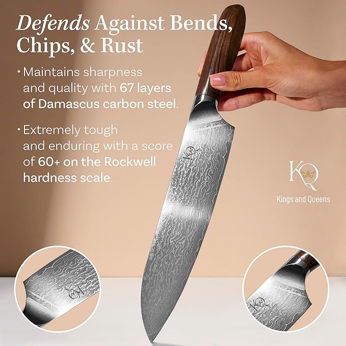 Japanese Kitchen Knife 7 Inch - Santoku Knife Ultra Sharp in High Carbon Steel - Japanese Chef Knife with Ergonomic Non-Slip Handle for Kitchen Precision Cutting