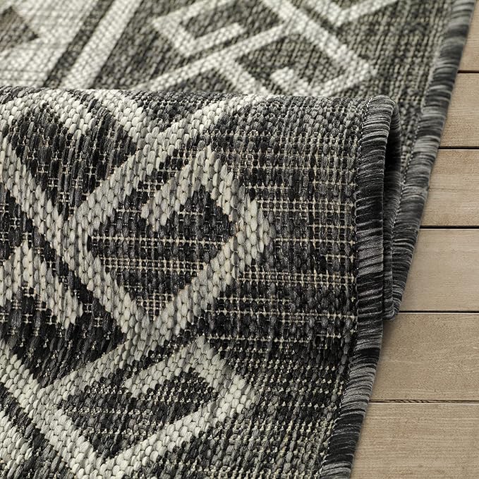 Antep Rugs Patio 6x9 Outdoor/Indoor Southwest Aztec Native Area Rug (Gray, 6'7" x 9')