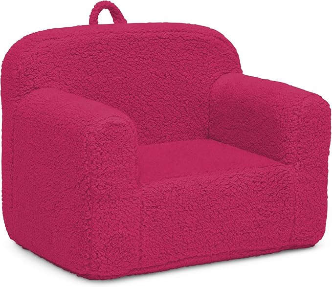 Delta Children Sherpa Cozee Chair - Foam Kids Chair for Ages 18 Months and Up, Hot Pink