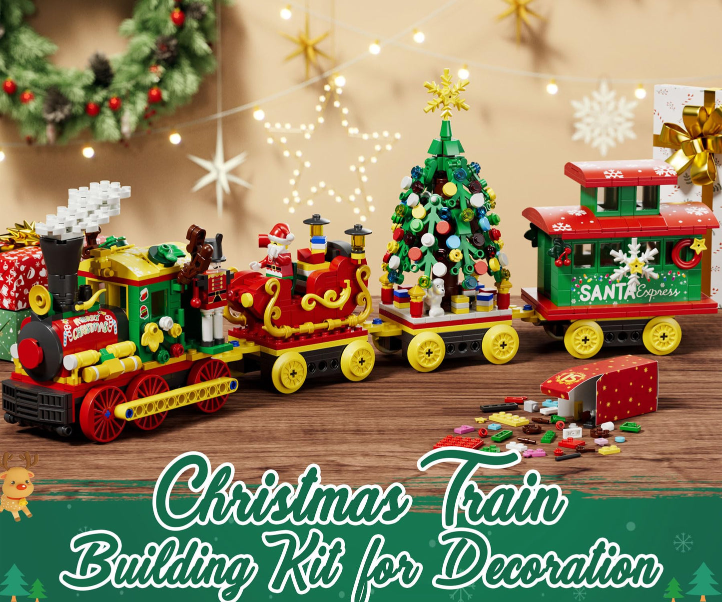 Advent Calendar 2025 for Kids Boys Girls, 24 Days Surprise Christmas Train Building Blocks Christmas Countdown Calendar Gift Box with 1004 PCS Xmas Building Bricks Toy Decor for Teens Adults Women Men