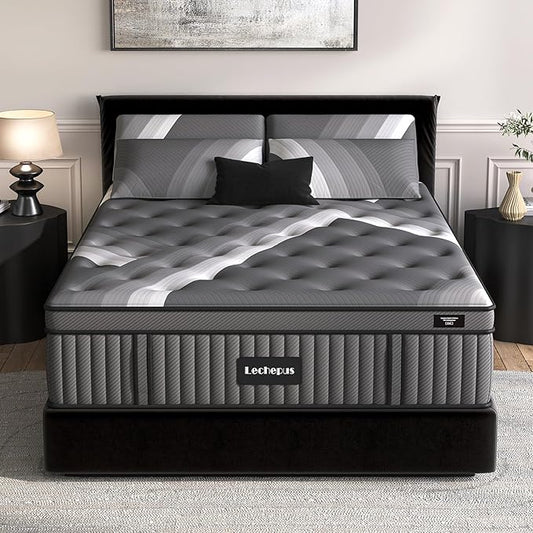 Twinxl Mattress - Lechepus 14" Plush Memory Foam Hybrid Mattress in Box with Individual Pocket Spring for Pressure Relief & Motion Isolation, Premier Comfort Sleep, Fiberglass Free & 180 Night Trail