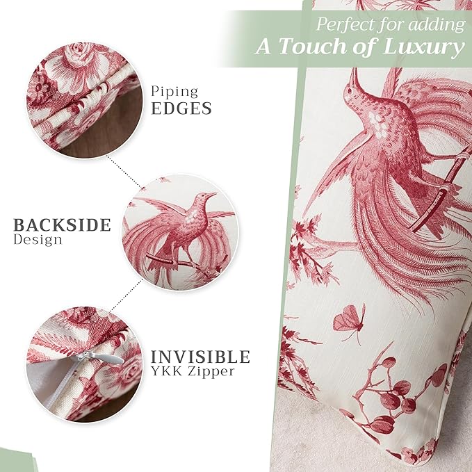 Maison d' Hermine Decorative Pillow Covers 12x20 Inch Rectangle 100% Cotton Throw Pillow Covers with Invisible Zipper for Living Room Couch, Chair, Sofas, Bedroom, Home (Paradise - Lacqer Red)