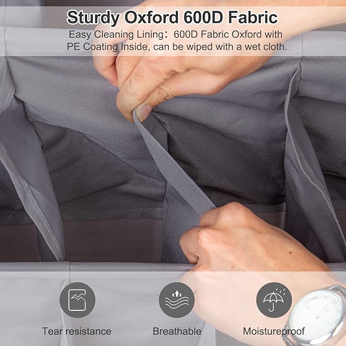 FENTEC 2 Pack Over the Door Shoe Organizer, Hanging Shoe Organizer Rack,24 Large Pockets and 4 Larger Storage Various Compartments with 6 Hooks, Home Accessories, Grey