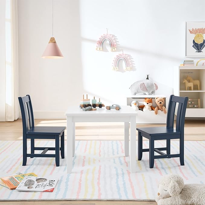 MUSEHOMEINC Kids Wooden Chair for Toddlers, Toddler Chair for Playing or Activity, Set of 2, Activity Chair for Children/Kids Wooden Chair/Preschool Furniture/Gift for Boys Girls. (Blue, Chair)