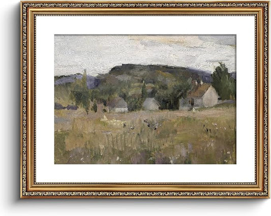 VIYYIEA Gold Framed Wall Art Canvas Print Home Decor Vintage Landscape Art Prints Wall Decor Abstract Serene Countryside Scene Wall Prints Mid Century Modern Decor for Living Room Bedroom 16x20in