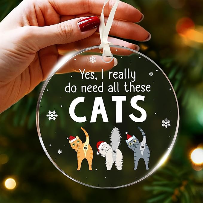 Cat Ornament for Christmas Tree Decorations Starring Cats for 2025, Funny Ornaments Ideal for Kitty Lovers, Unique, Perfect for Sprucing Up Christmas Festivities