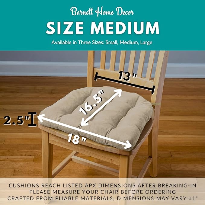 Barnett Home Decor Ariel Fan Coral Dining Chair Pad with Ties - Latex Foam Fill - 100% Cotton, Made in USA - Machine Washable, Reversible (Aqua)