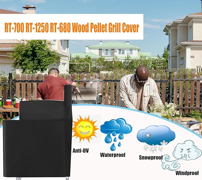 Grill Cover for recteq Flagship 1100,RT-700 RT-1250 RT-680 Wood Pellet Grill Cover | Full Length Heavy-Duty Premium Pellet Grill Cover for All-Weather Protection,Suitable for RT-700 RT-1250 RT-680