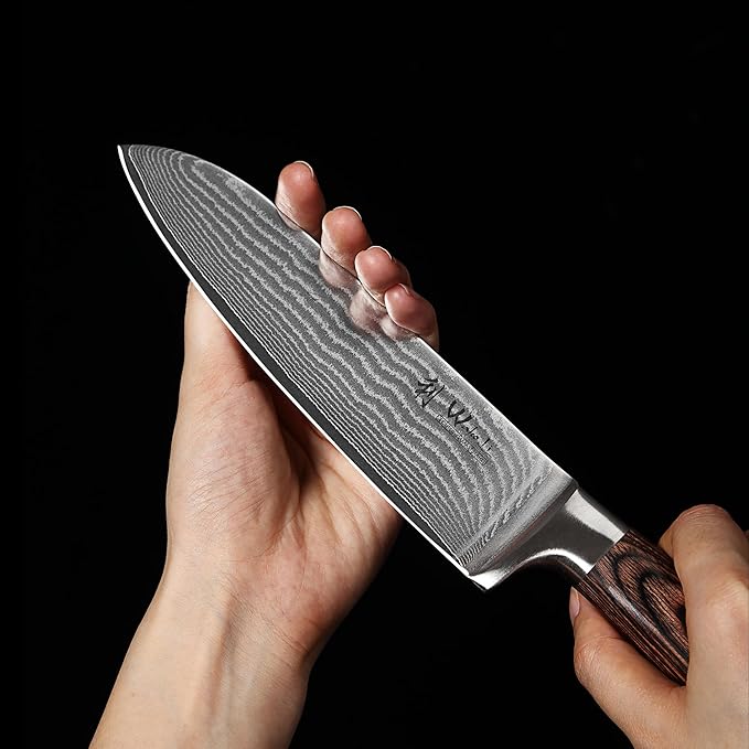Wakoli Damascus Small Santoku Knife 5-inch - 67-Layer VG10 Core Steel, Razor Sharp Blade with Pakkawood Handle, Multi-Purpose Kitchen Knife for Meat, Vegetables & All Tasks (EDIB)