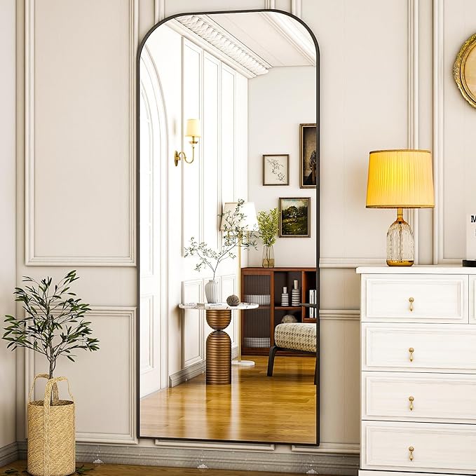 HARRITPURE 28"x71" Full Length Mirror Floor Mirrors Freestanding Hanging or Leaning Large Mirrors Full Body Mirror with Stand for Cloakroom, Bedroom, Living Room, Black